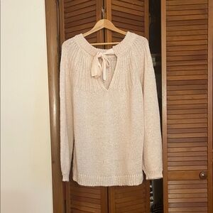 Light pink sweather with tie neck